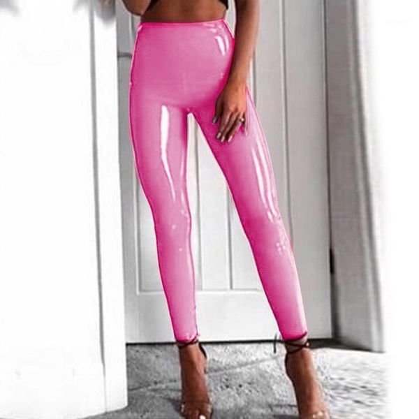 

yoga outfits pu leather legging pants women skinny elastic high waist slim fitness wear faux leggins mujer1, White;red