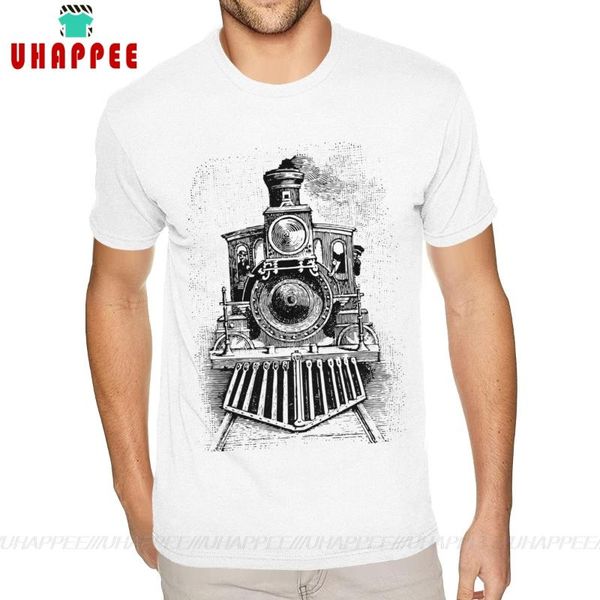 

men's t-shirts soviet steam locomotive train cotton t-shirt 6xl man, White;black