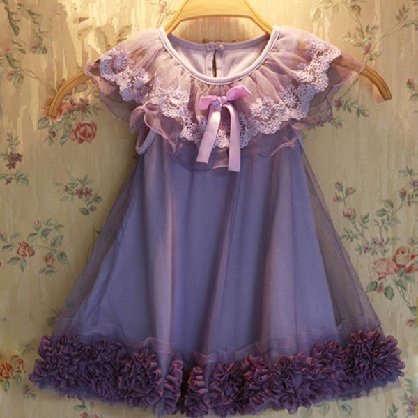 

girl's dresses 2021 kids flower girl princess lace dress toddler baby wedding party tulle 2-7y girls summer vest, Red;yellow