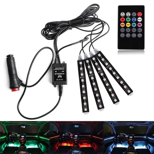 

interior&external lights rgb colorful car interior atmosphere light led strip decorative music sound control multiple lighting 9smd flo