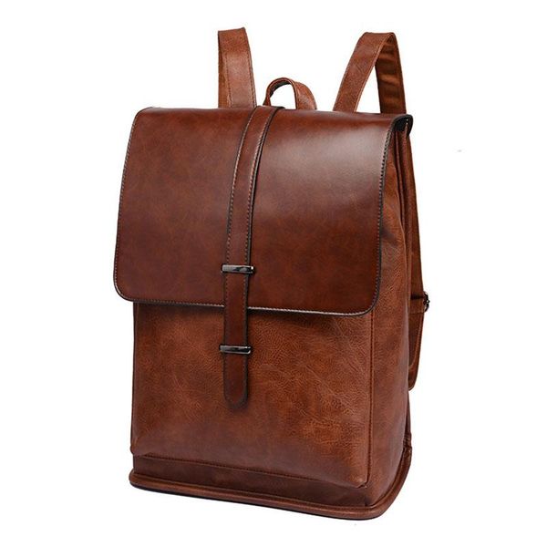 

backpack retro waterproof men college school bags for teenager luxury travel leather backpacks vintage 15.6 inch lapbag pack