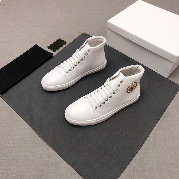 

mens casual high genuine leather sneakers men classic ankle boots brand designer walking sports trainers shoes size 38-45, Black