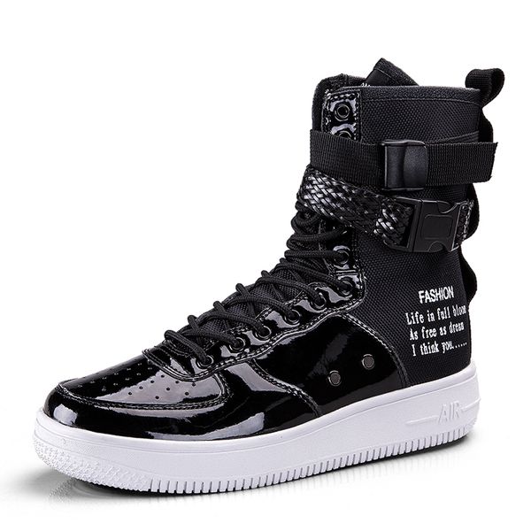 

street men shoes fashion breathable hight-athletic shoes 2020 autumn new lace up black white mens casual shoes sneakers man