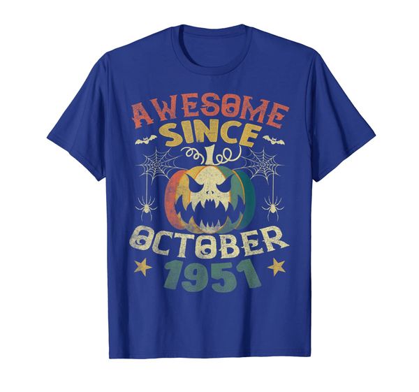 

awesome since october 1951 vintage pumpkin 68th birthday tee, White;black
