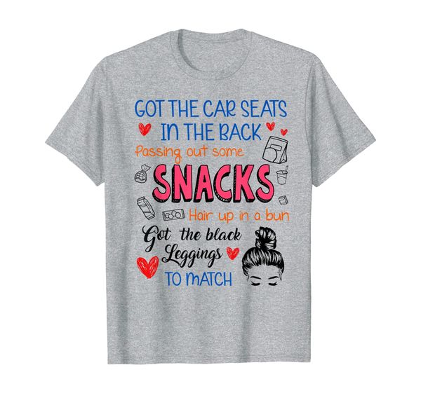 

got the car seats in the back passing out some snacks t-shirt, White;black