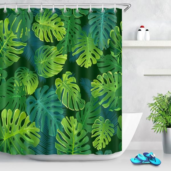 

tropical plants palm monster leaves shower curtains cactus plant leaf pattern waterproof polyester cloth bathroom decor curtains