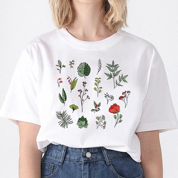 

women's t-shirt female flowers butterfly tshirt short sleeve summer tee shirt easy matching round neck t-shirts, White
