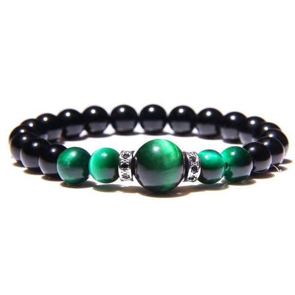 

beaded, strands high-quality fashion minimalist tiger eyes beads bracelet men charm natural stone braslet for man handmade jewelry pulseras, Black
