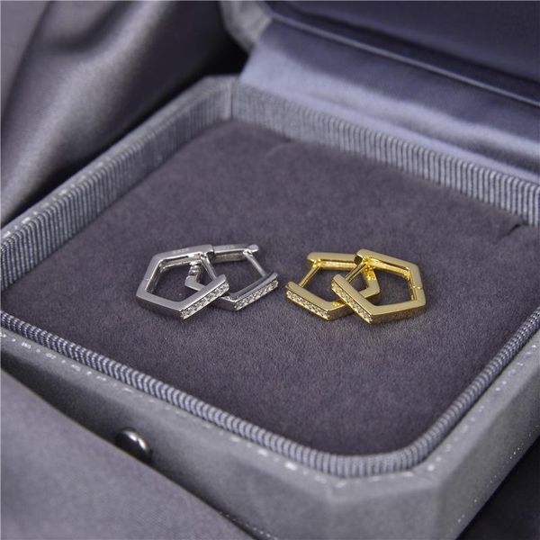 

hoop & huggie sodrov korean earrings silver 925 pentagon for women sterling, Golden;silver