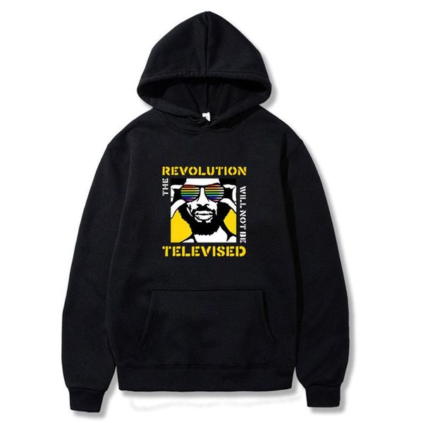 

men's hoodies & sweatshirts 2021 style the revolution will not be televised long -sleeves fashion loose hip-- four seasons streetwear, Black