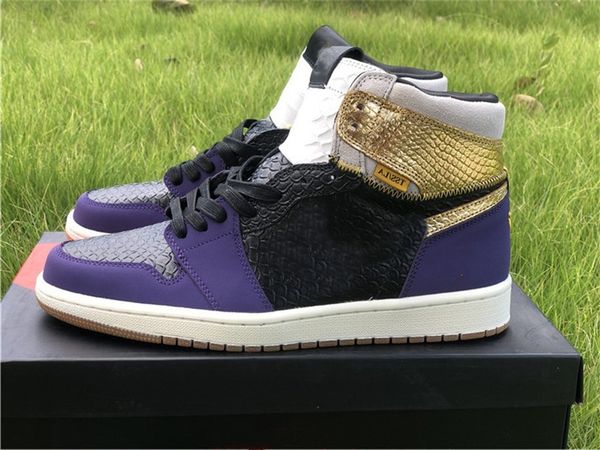 

union x jumpman i black gold purple basketball shoes mens 1 designer sports sneakers ship with size