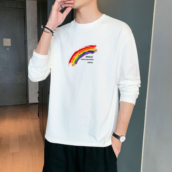 

020 long sleeve new korean t-shirt men's fashion brand cotton d27tp20, White;black