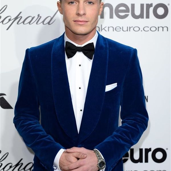 

men's suits & blazers blue velvet male suits groom tuxedos wedding party dinner man (jacket + pants tie) 3vst, White;black