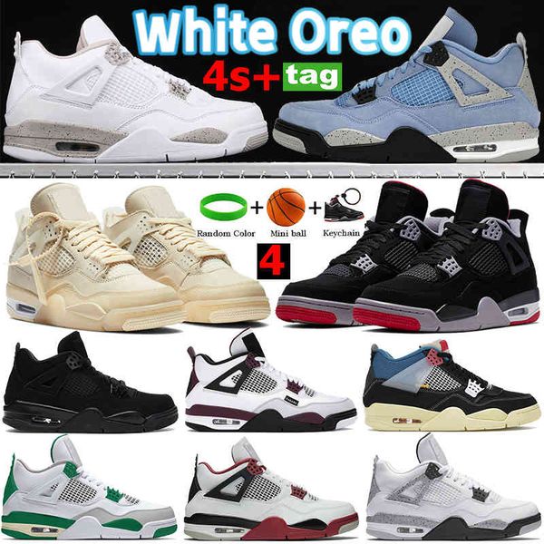 

university blue 4s 4 basketball shoes white oreo xsail bred paris black cat men women sneakers sp pine green taupe haze neon trainers