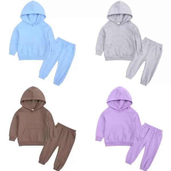 Toddler Kız Giysileri Hoodie + Pantolon 2 ADET Katı Renk Spor Seti Butik Tasarımcı Suits Bebek Giyim 7 Tasarımlar İsteğe Bağlı BT6657