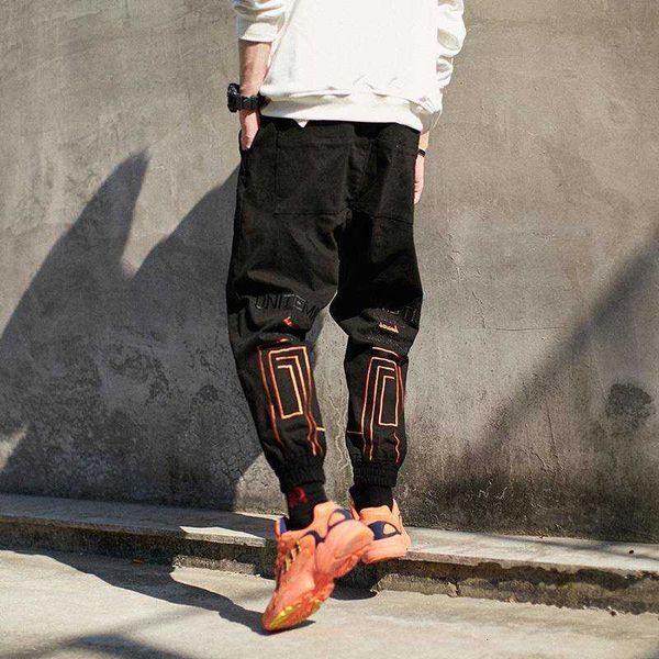 

men's pants corredores do vintage dos homens carga calas hip hop harm masculino japo primavera streetwear bordado 17e9, Black