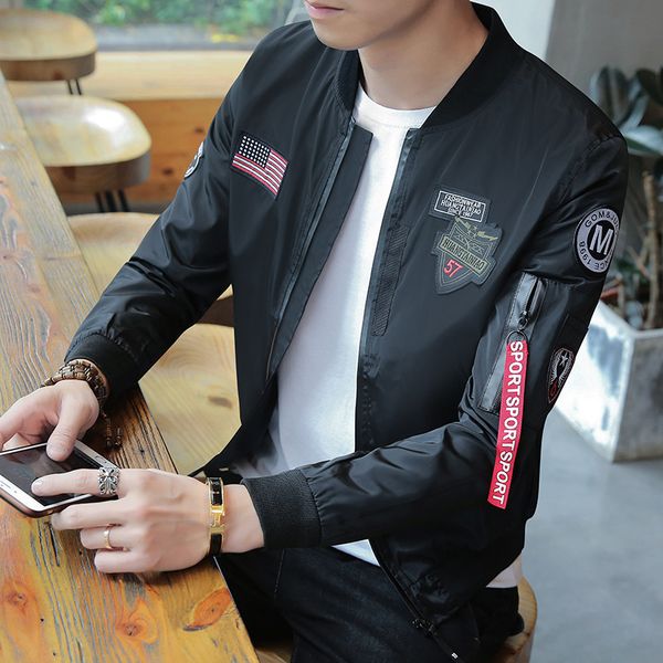 

autumn new korean fashion slim men's baseball collar casual jacket men, Black;brown