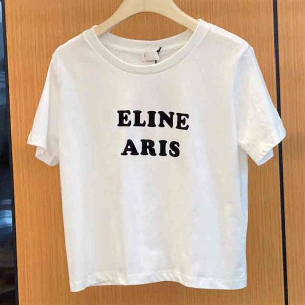 

women's t-shirt 22s early spring product ce family letter flocking round neck printing simple pure cotton thin short sleeve women hmoz, White
