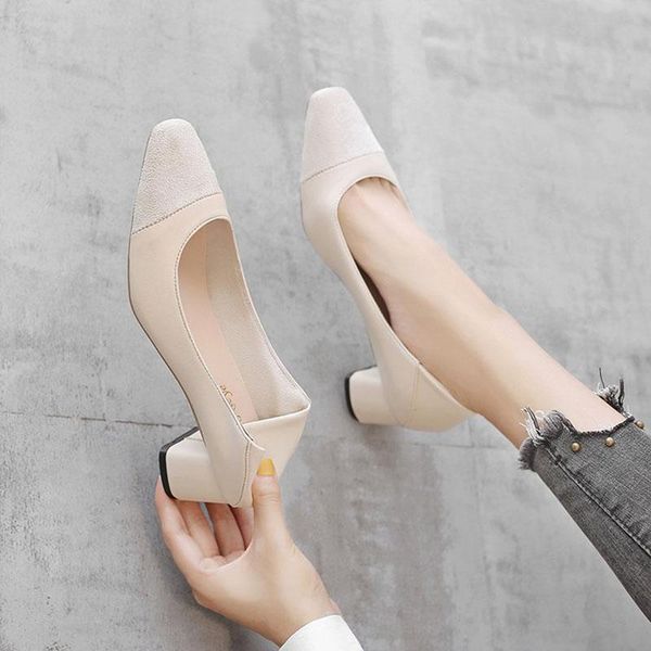 

dress shoes designer mid heels women platform slip on single loafers zapatos mujer square heel pumps footwear, Black