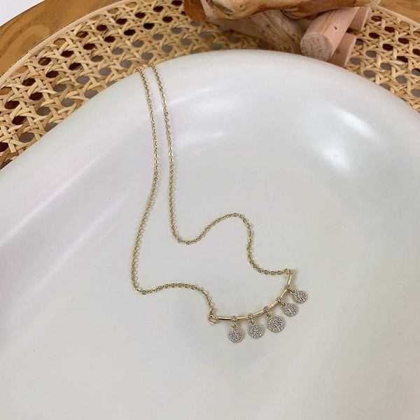 

pendant necklaces vsnow temperament arc circle tassel necklace for women bling rhinestone gold color metallic jewellery, Silver