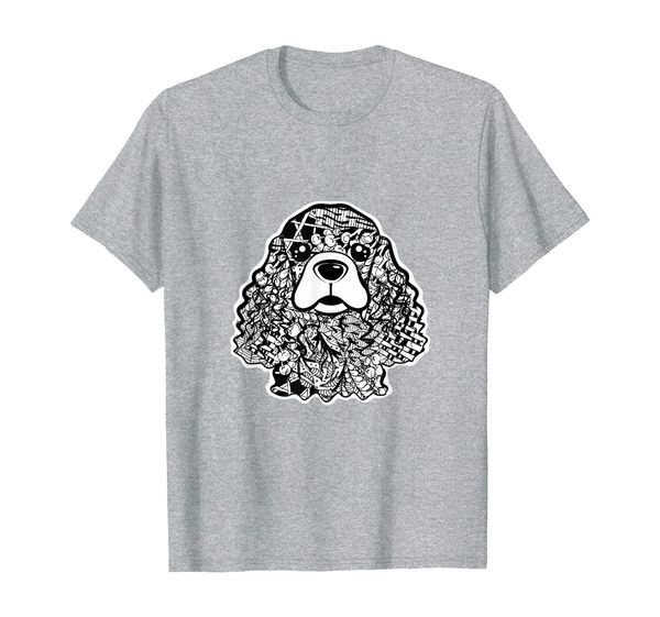 

american cocker spaniel face graphic art gift shirt, White;black