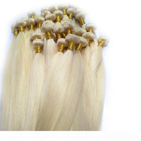 

brazilian human hair weaving 613# blonde color 3 pieces lot straight human hair extensions double wefts weaves straight bundles 10-30inch, Black