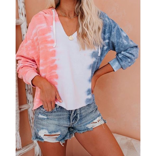 

women's hoodies & sweatshirts casual tie-dye loose women shirt high fashion harajuku hooded sweatshirt ladies autumn s size white, Black