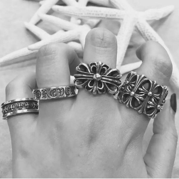 

classic crosin ch s925 croquet cross flower ring for men and women thai silver hip hop lovers