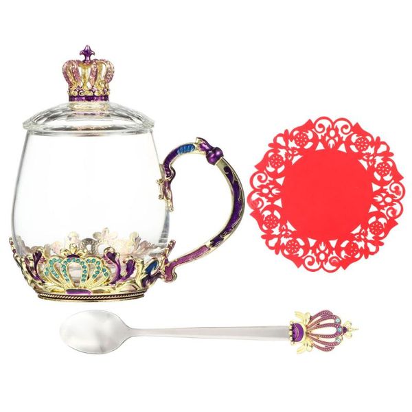 

mugs 1 set enamel flower tea mug decorative coffee cup clear glass drinking