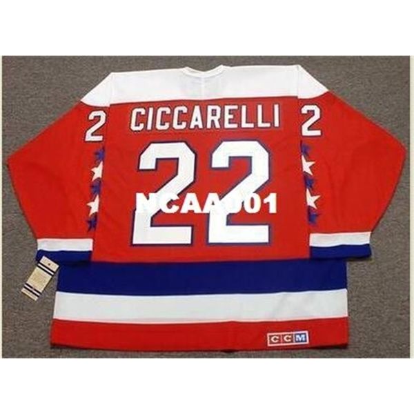 

668s #22 dino ciccarelli washington capitals 1990 ccm vintage home hockey jersey or custom any name or number retro jersey, Black