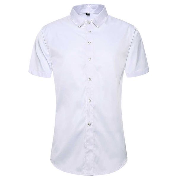 

45kg-105kg summer daily casual mens shirts soft cool button down short sleeve black white shirts 4xl 5xl 210528, White;black
