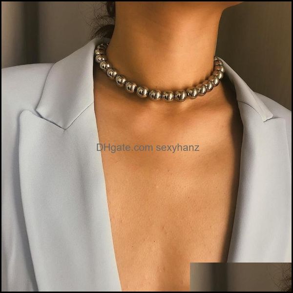 

& pendants jewelry chokers visisap personality sphere exaggerated handmade beaded short necklaces for women creative bussiness lady choker n, Golden;silver