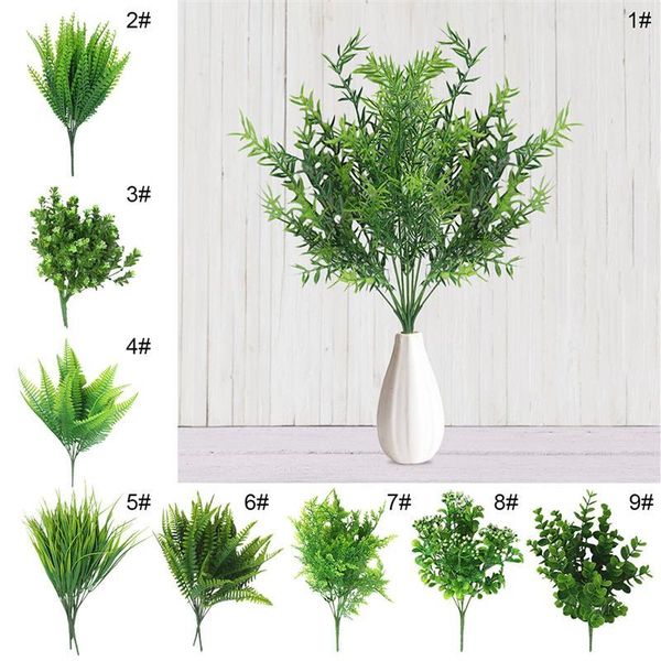 

decorative flowers & wreaths 7 fork water grass eucalyptus plastic artificial plants green flower plant wedding home decoration table decors