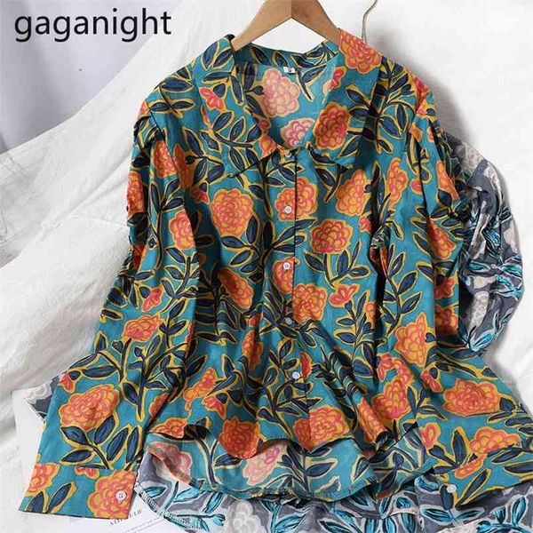 

vintage women flower shirt long sleeve turn down collar spring chic korean blouse chiffon blusas drop 210601, White