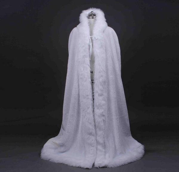

wraps & jackets long warm capes white ivory bride winter wedding cloak shawl artificial fur cape coat women poncho faux colak