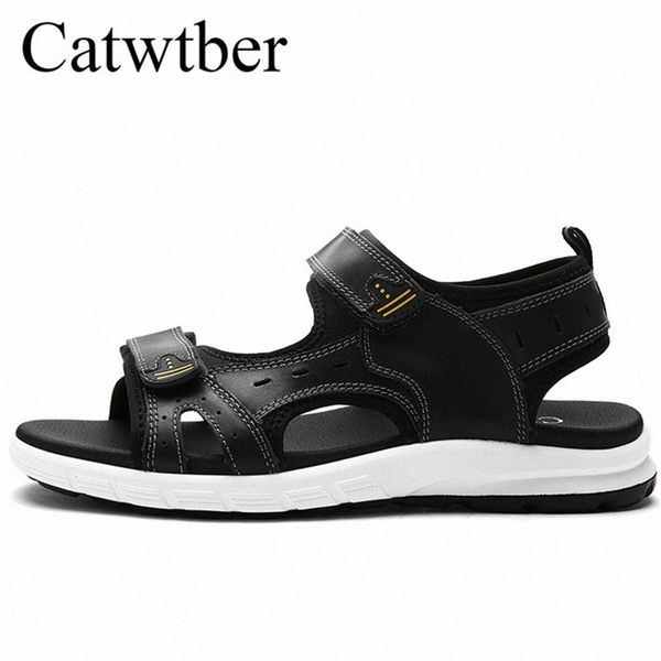 

catwtber new leather shoes men beach sandals male breathable flats couple comfort causal men summer loafer zapatos hombre 85hv#, Black