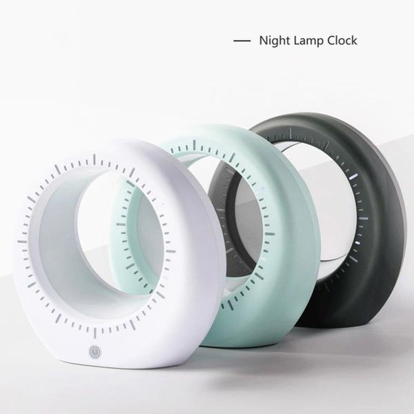

night lights creativity first-line time moon light rechargeable led desk lamp hidden clock usb bedside