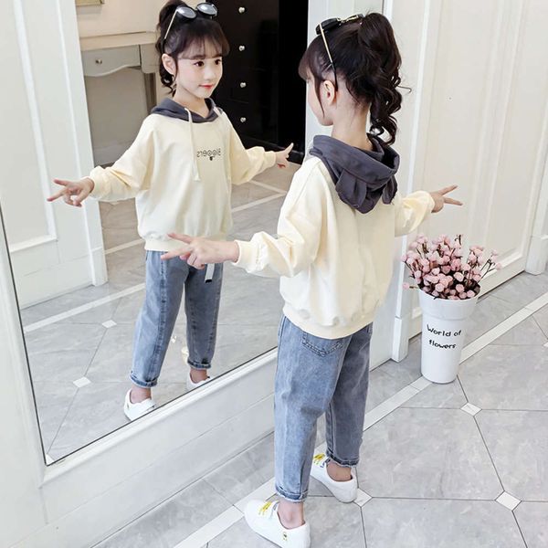 

zhongda suit 2020 new children's girls' fashion two piece spring and autumn sweater, White