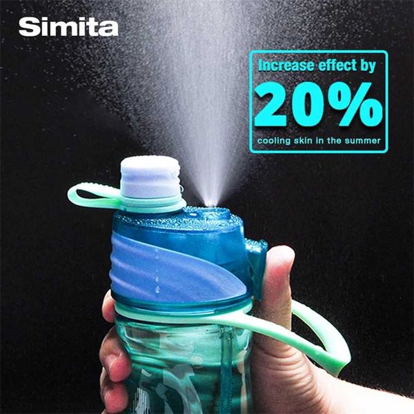 Borraccia Simita, flacone spray nebulizzato, plastica con cannuccia, a tenuta stagna, portatile, senza BPA, borraccia per sport all'aria aperta 211013