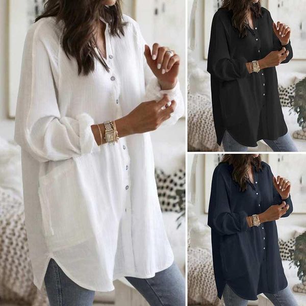 

women's blouses & shirts womens spring autumn fashion irregular blusa zanzea cotton linen casual solid long sleeve oversized s-5xl, White
