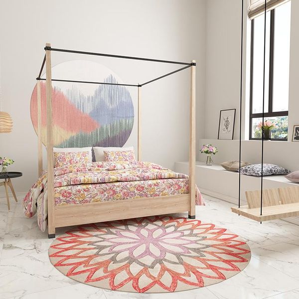 

carpets nordic fashion fluffy carpet abstract geometry orange blue plush rug for living room luxury round circular soft shaggy