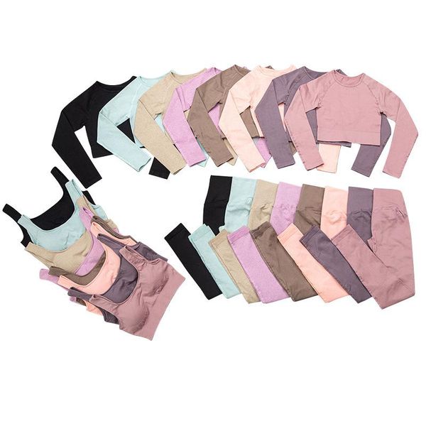 

yoga outfit women suit workout sportswear gym clothing fitness set high waist legging sports bra long sleeve crop athletic wear