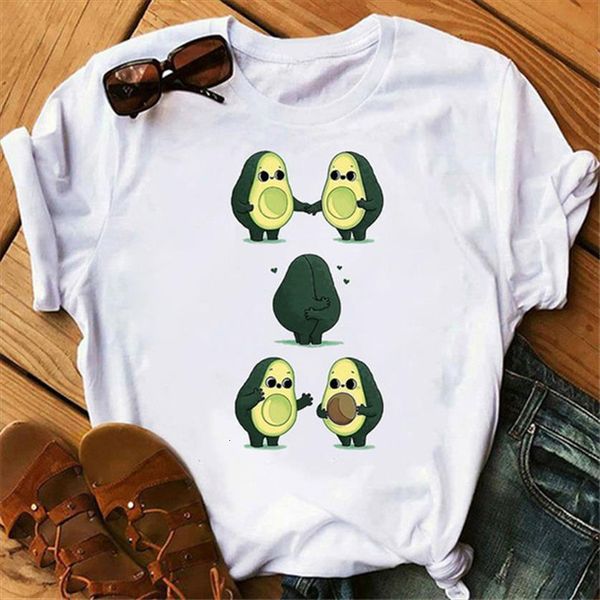 

hipster avocado vegan harajuku kawaii womens t shirt short sleeve vogue 90s korean style fashion top, White