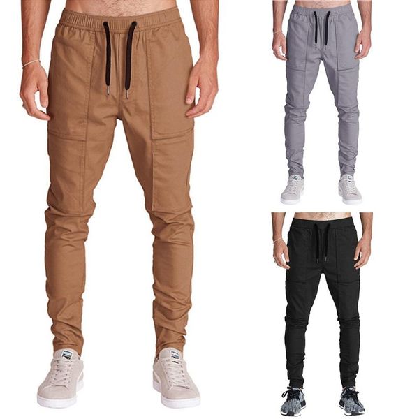

men's pants men hip hop joggers male trousers mens solid sweatpants, Black