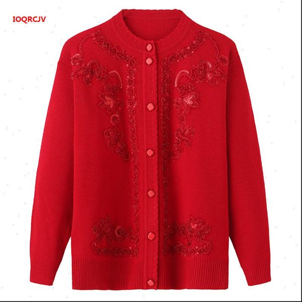 

women cardigan sweater 2021 spring autumn middle aged mother long sleeves knitted grandma cardigans plus size 4xl 1014, White;black