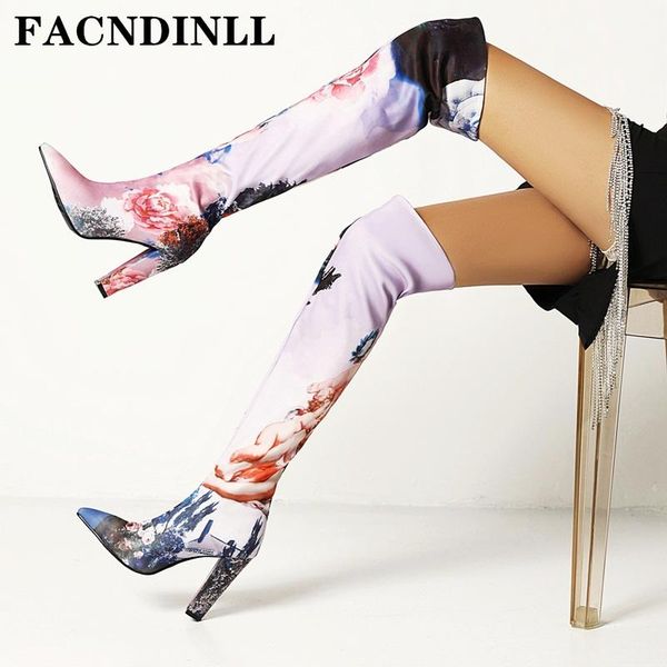 

boots lady shoes high heel autumn winter women warm pointed toe dress dance overy the knee plus size 34-43, Black