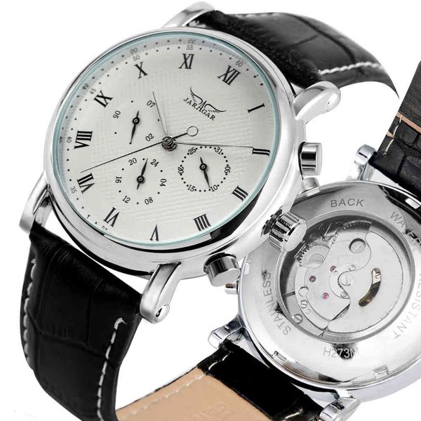 

steel skeleton mechanical watches automatic-self-winding business style clock luxury male clocks, Slivery;brown