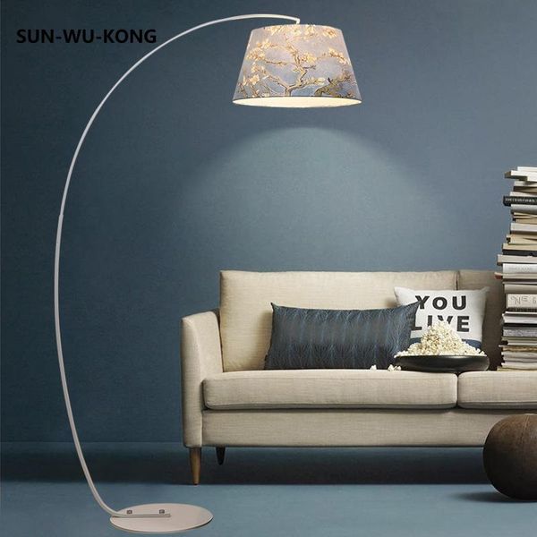 

american country cloth cover floor lamp living room piano vertical arc lamps