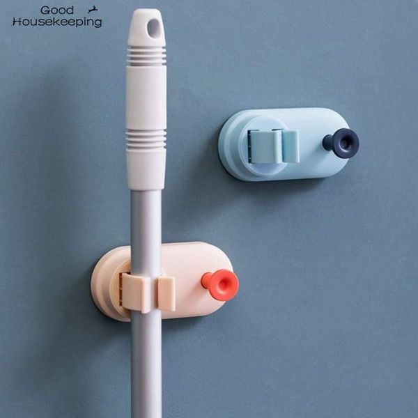

household mop clip strong adhesive glue hanger traceless household punching mop clip wall key holder hooks