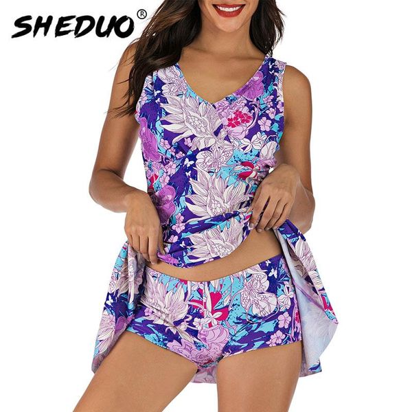 

plus size bikini swimsuit padded print two-piece women tankini swimming bathing suit beachwear tummy control brazilian swimdress